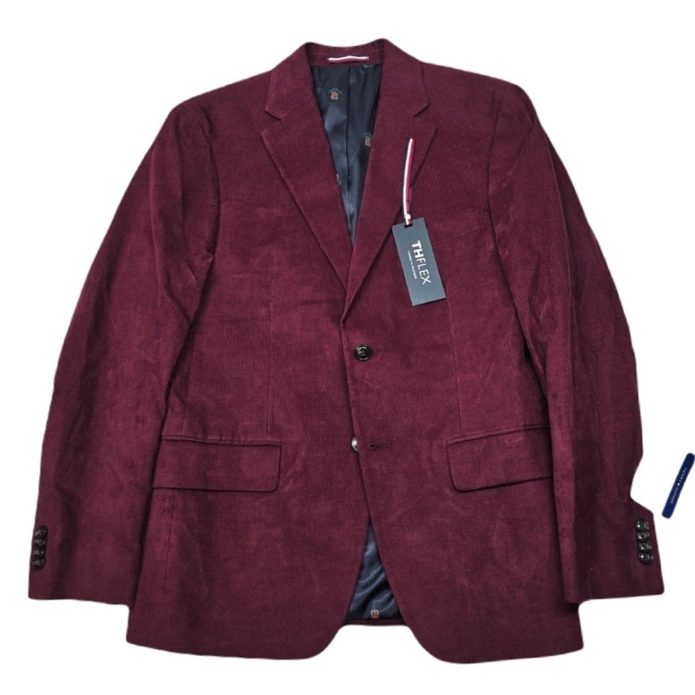 Tommy Hilfiger Corduroy Sport Coat Mens 38S 38 Burgundy Red Blazer $295 NEW